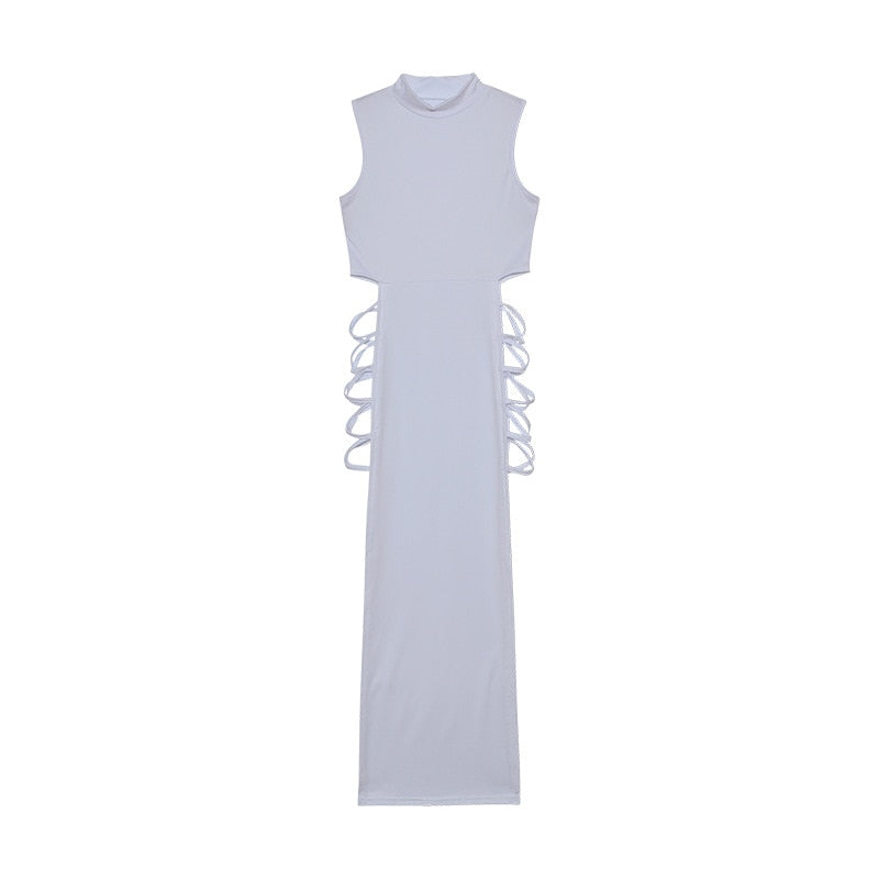 Solid Lace Up Dress