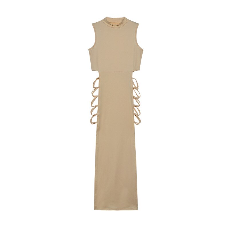 Solid Lace Up Dress