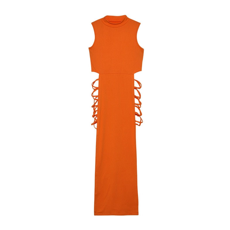 Solid Lace Up Dress