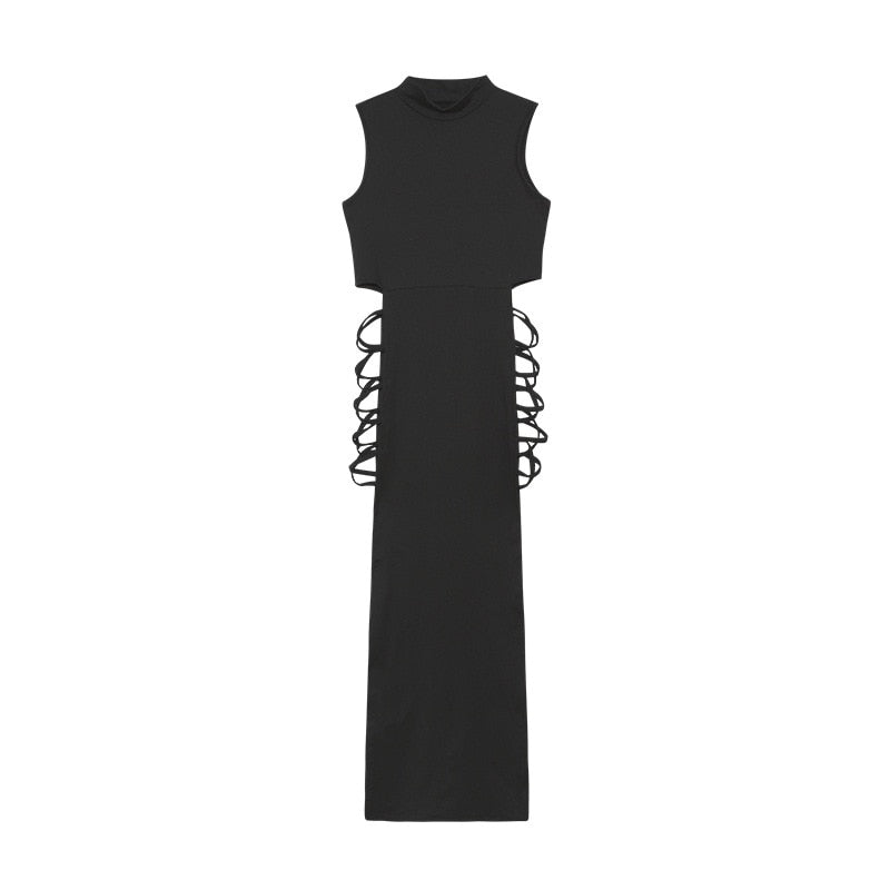 Solid Lace Up Dress