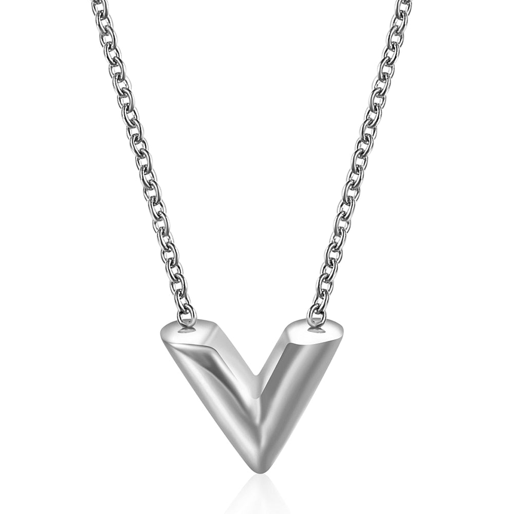 V Letter Pendant Necklace
