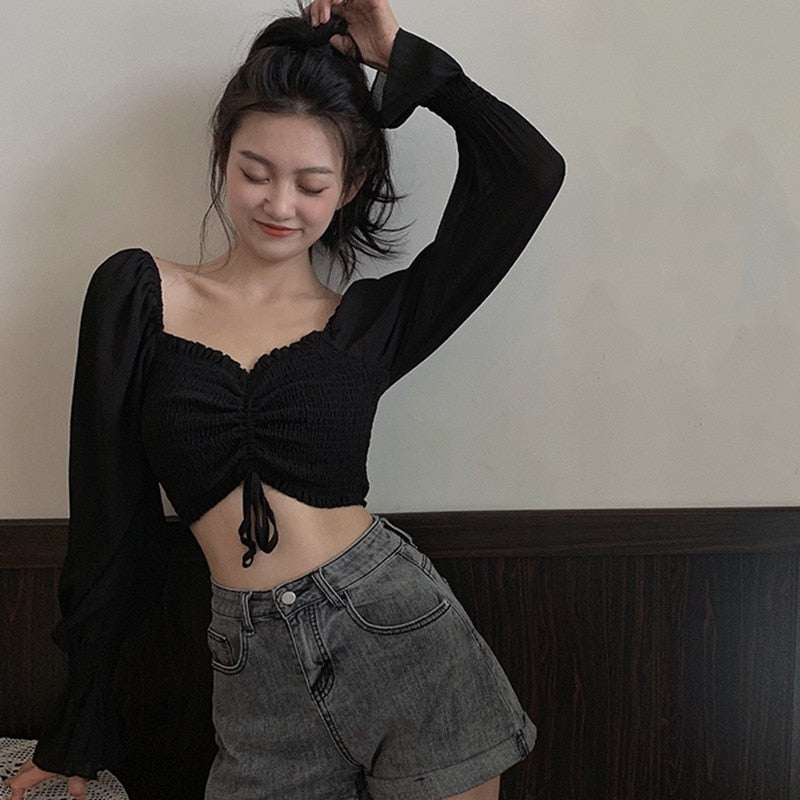 Cropped Wrap Blouse