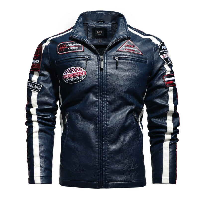Faux Leather Racing Jacket