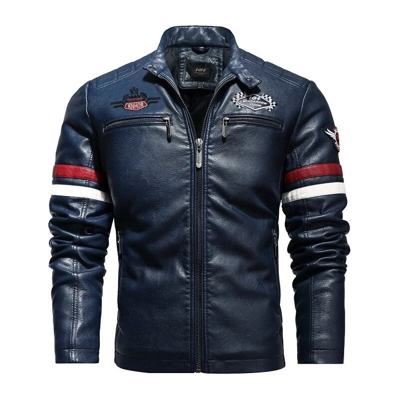 Faux Leather Racing Jacket