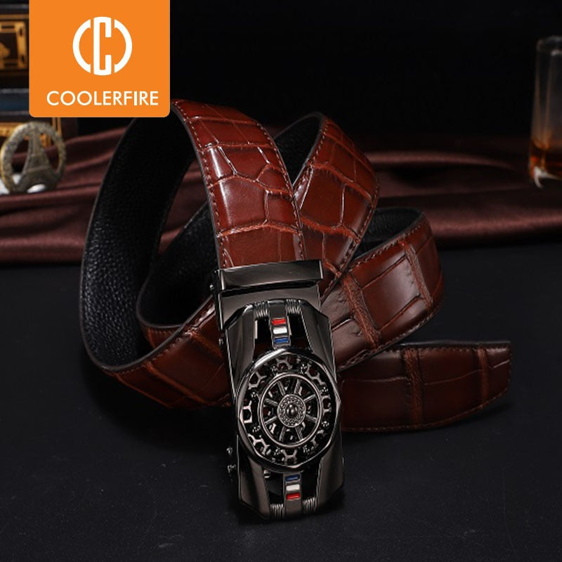 Stone Pattern Genuine Leather Belt