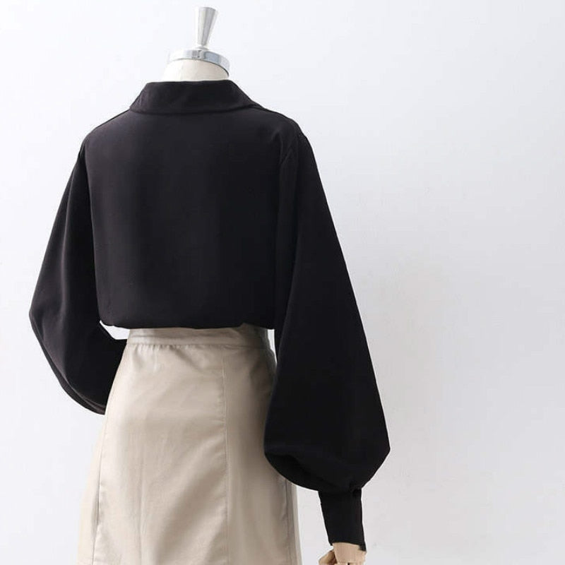 Classic Lantern Sleeve Button-Up Shirt