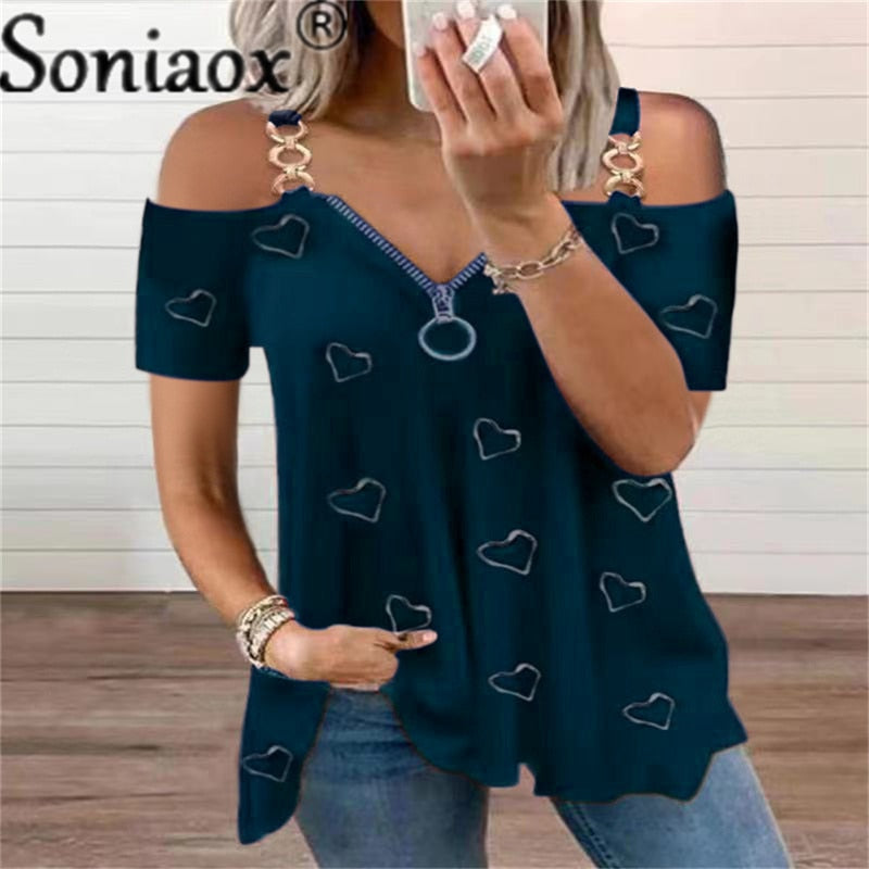 SONIAOX V-neck Loose Shirt