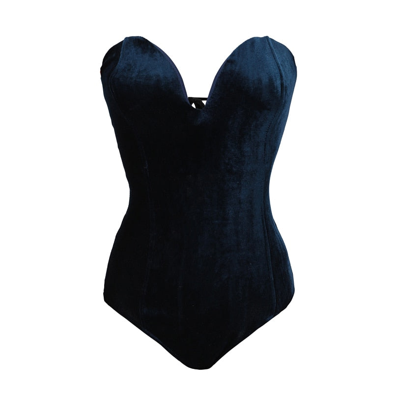 Velvet Lace Up Bodysuit