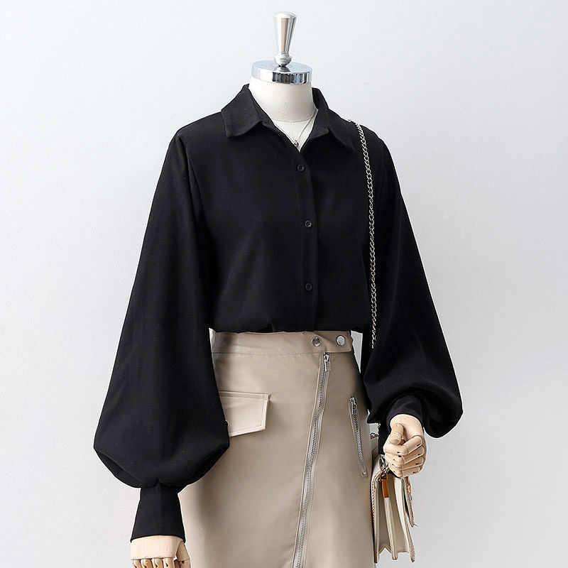 Classic Lantern Sleeve Button-Up Shirt
