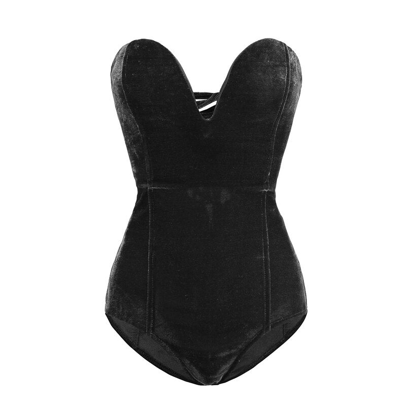 Velvet Lace Up Bodysuit