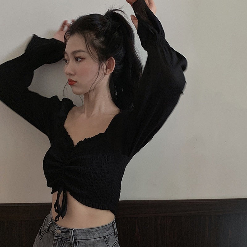 Cropped Wrap Blouse