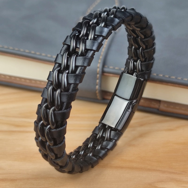 Genuine Gold Plated Leather Bracelet