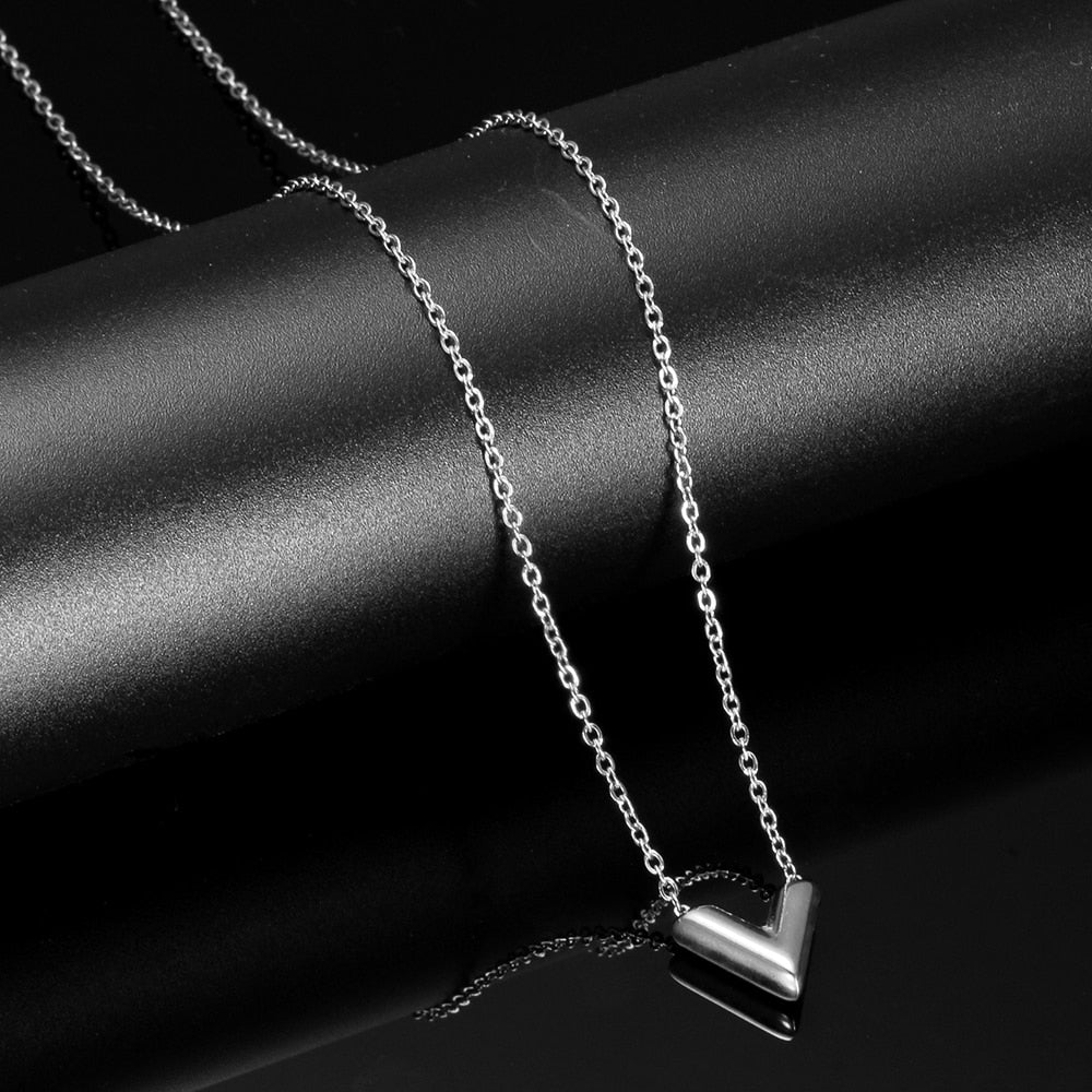 V Letter Pendant Necklace