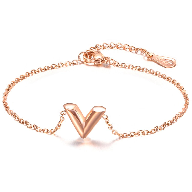 V Letter Pendant Necklace