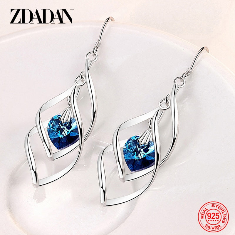 ZDADAN 925 Crystal Dangle Earrings