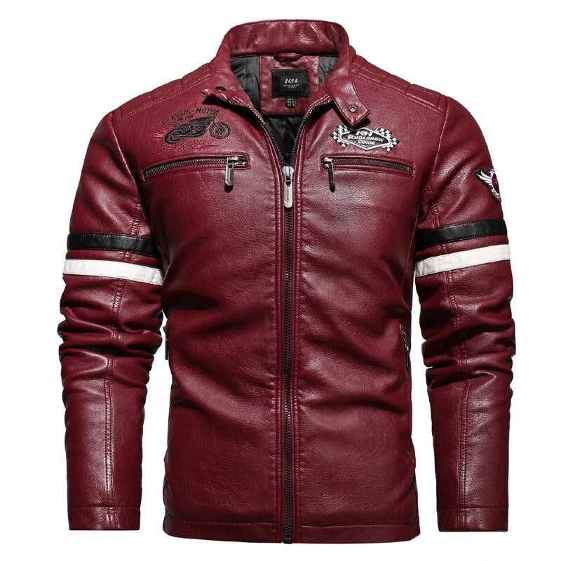 Faux Leather Racing Jacket