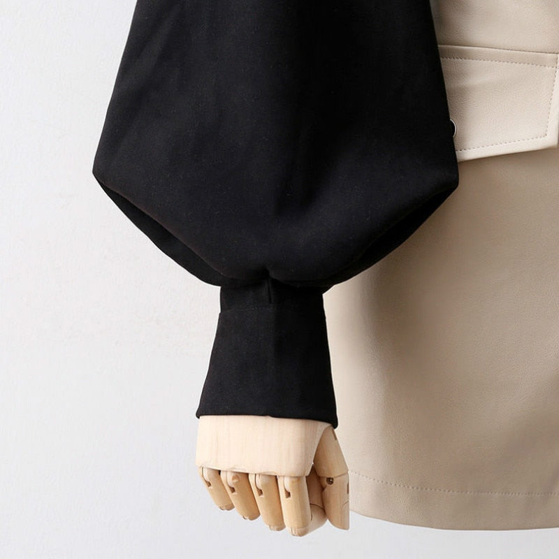 Classic Lantern Sleeve Button-Up Shirt