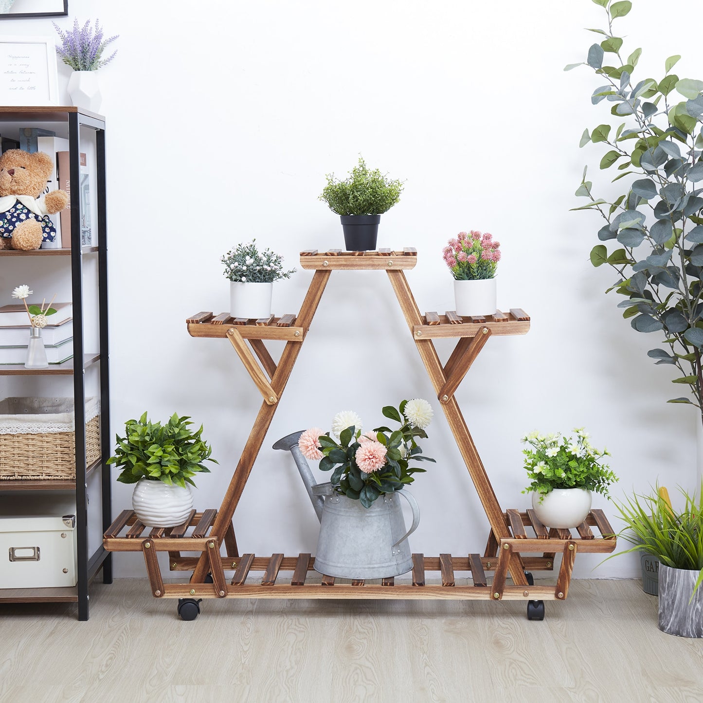 Wooden Triangle Pot Plant Stand