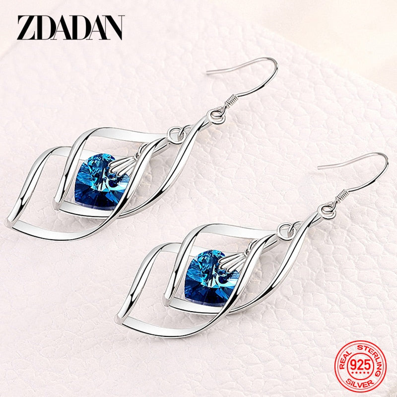 ZDADAN 925 Crystal Dangle Earrings