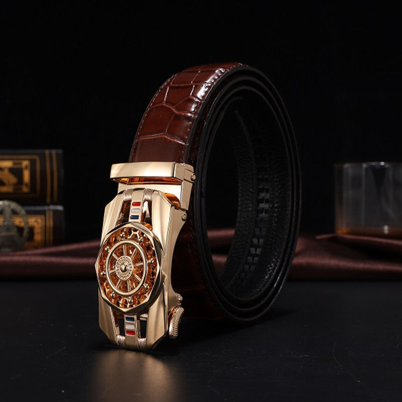 Stone Pattern Genuine Leather Belt