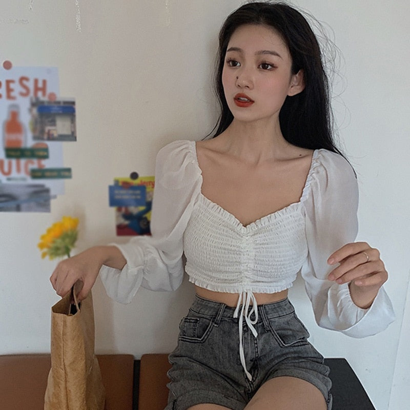 Cropped Wrap Blouse