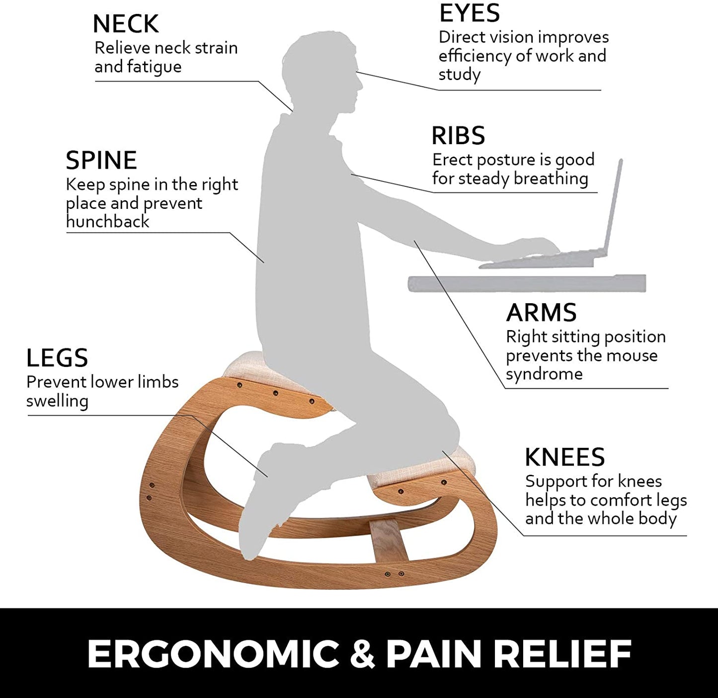 VEVOR Ergonomic Rocking Stool