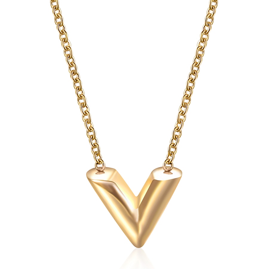 V Letter Pendant Necklace