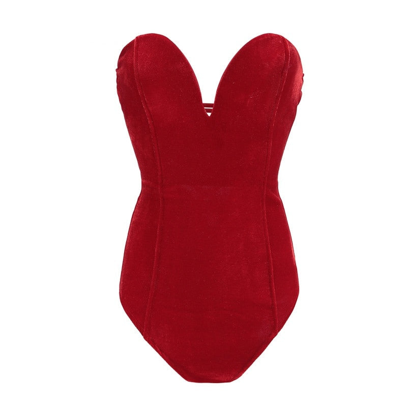 Velvet Lace Up Bodysuit