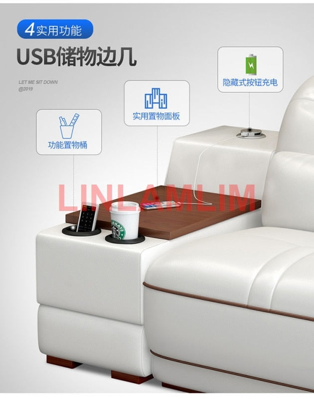 Manbas Genuine Leather Smart Sofa