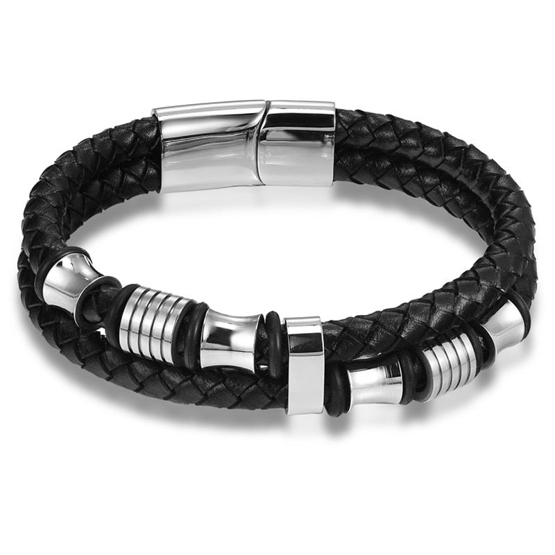 TYO Stainless Steel Leather Bracelet