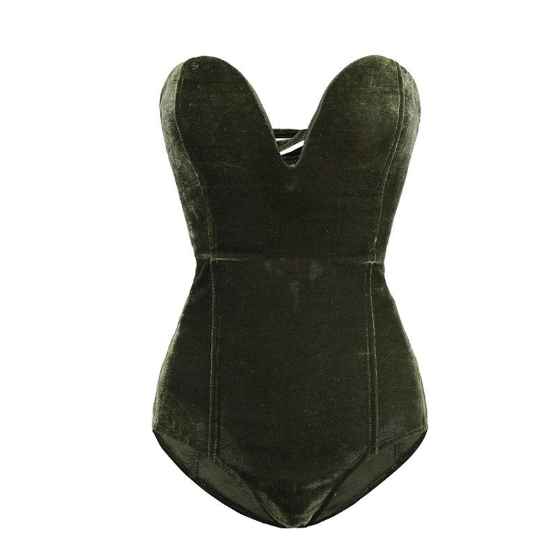Velvet Lace Up Bodysuit