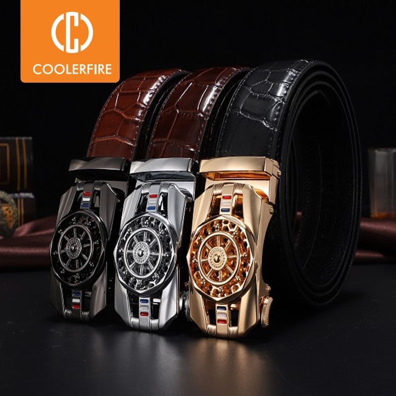 Stone Pattern Genuine Leather Belt