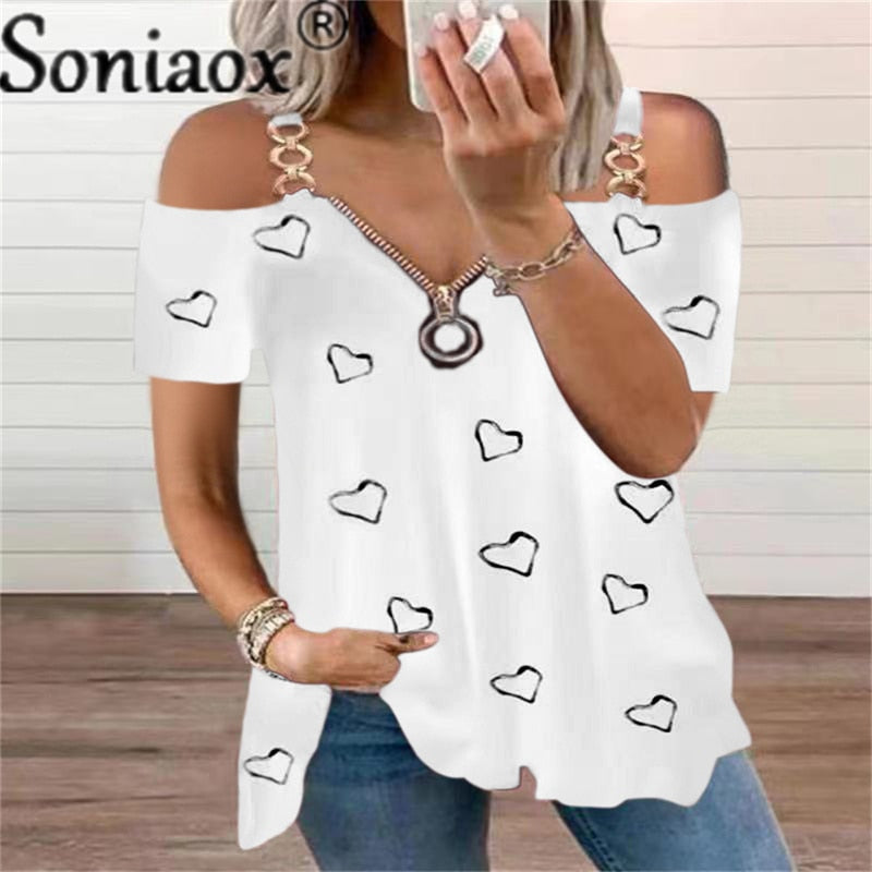 SONIAOX V-neck Loose Shirt