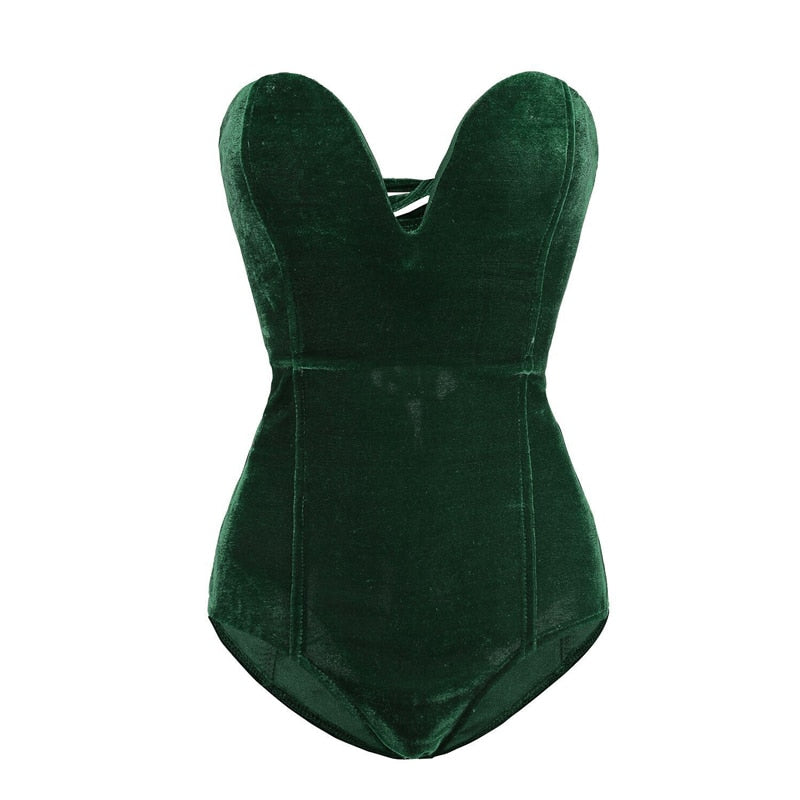 Velvet Lace Up Bodysuit