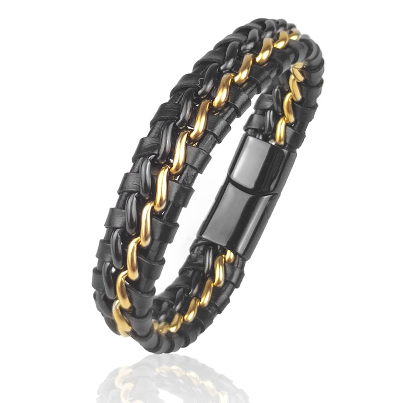 Genuine Gold Plated Leather Bracelet