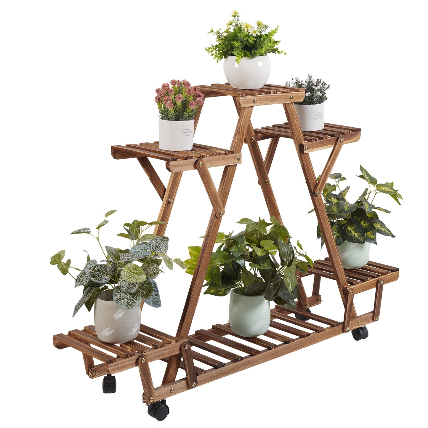 Wooden Triangle Pot Plant Stand