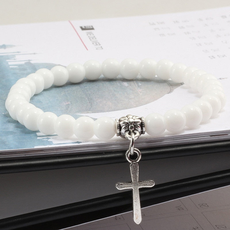 6mm Boho Blue Beads Bracelet