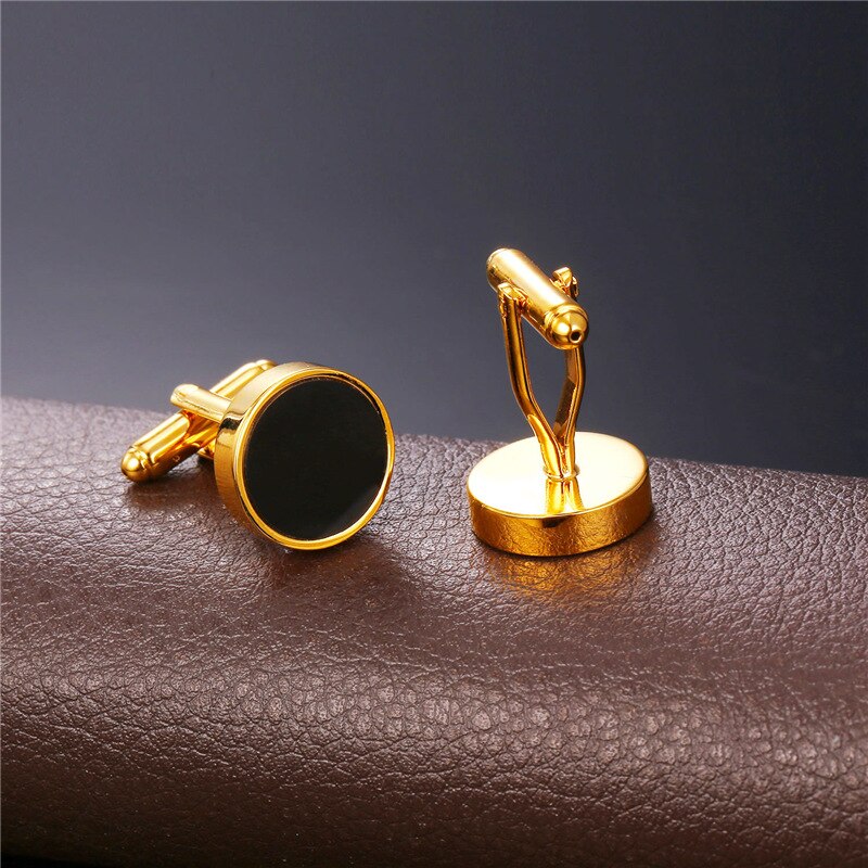 Black Round Cufflinks
