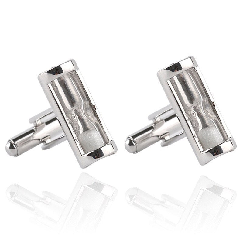 1 Pair Hourglass Blue Crystal Cufflinks