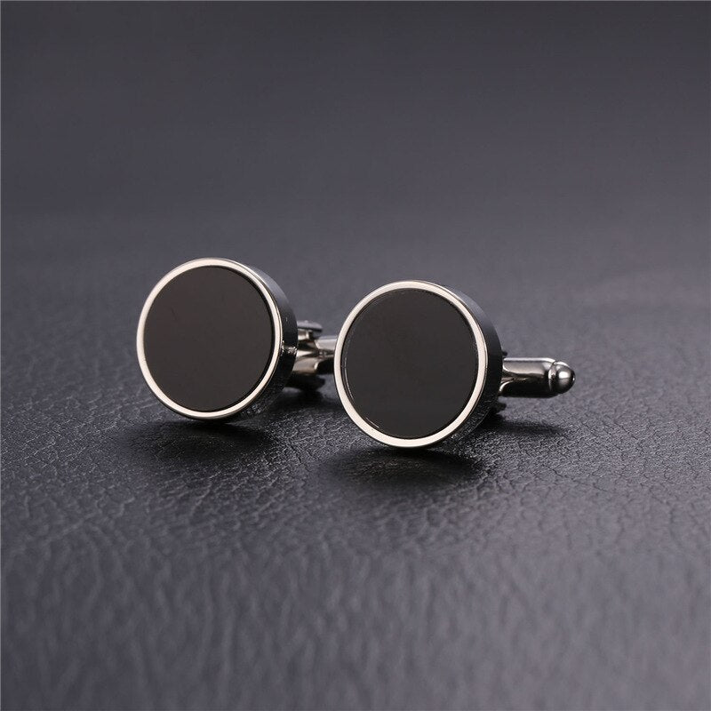 Black Round Cufflinks