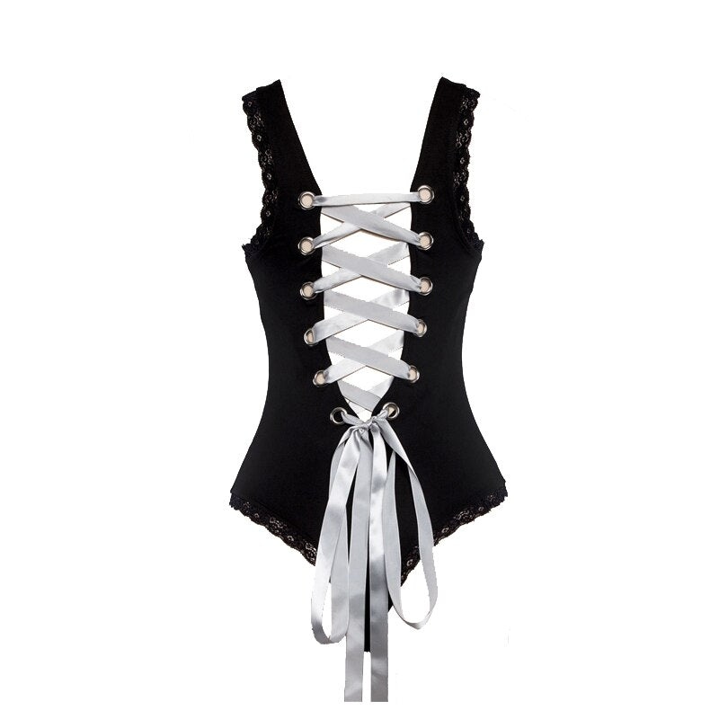 Ultra-thin Lace Up Bodysuit