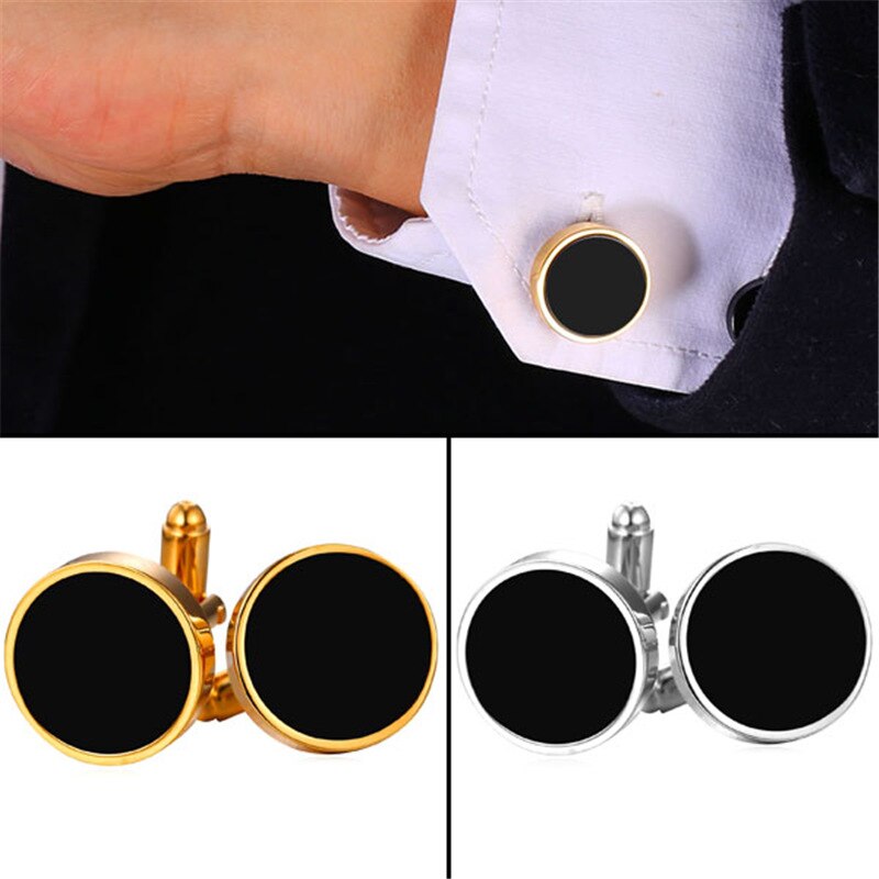Black Round Cufflinks
