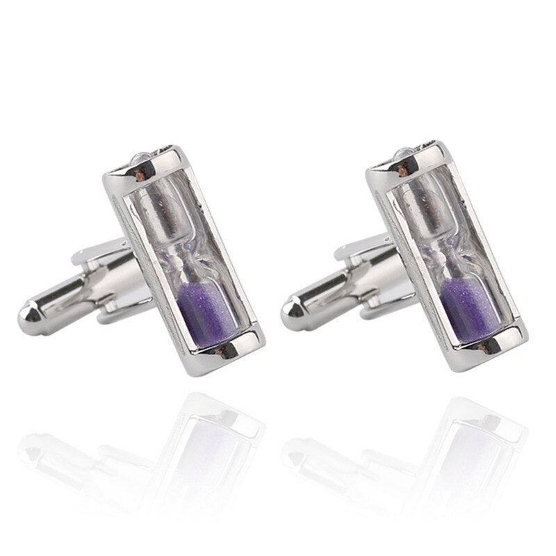 1 Pair Hourglass Blue Crystal Cufflinks
