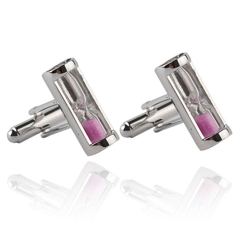 1 Pair Hourglass Blue Crystal Cufflinks