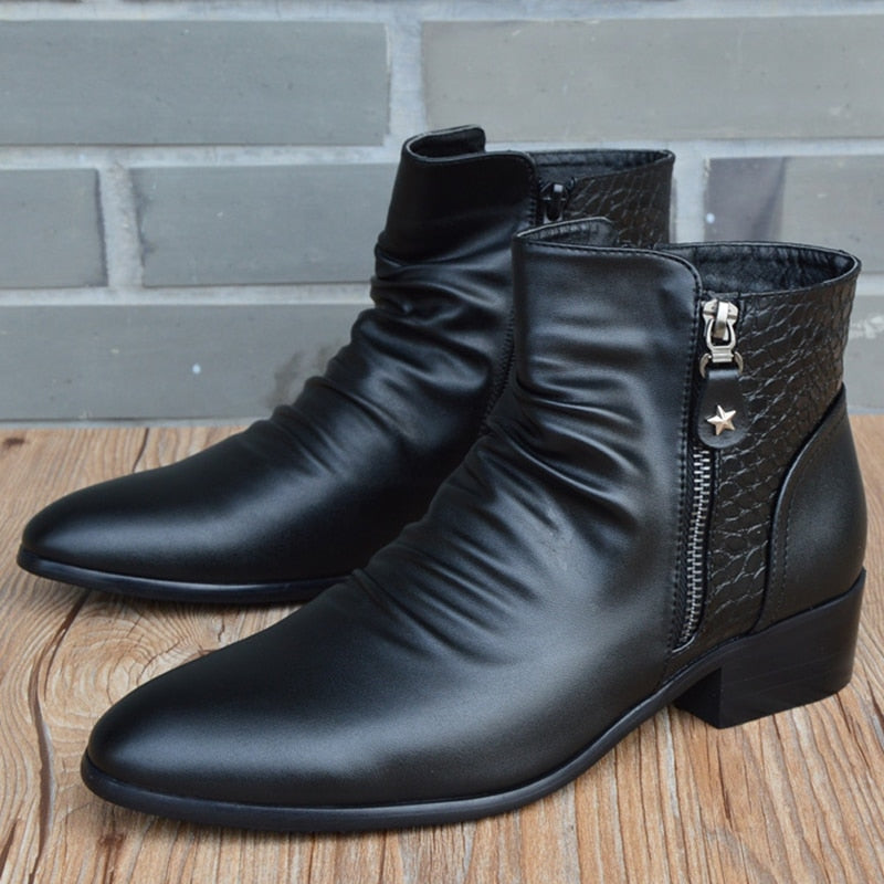 Leather Ankle Boots with Zip