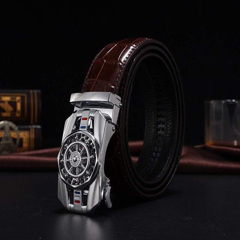 Stone Pattern Genuine Leather Belt