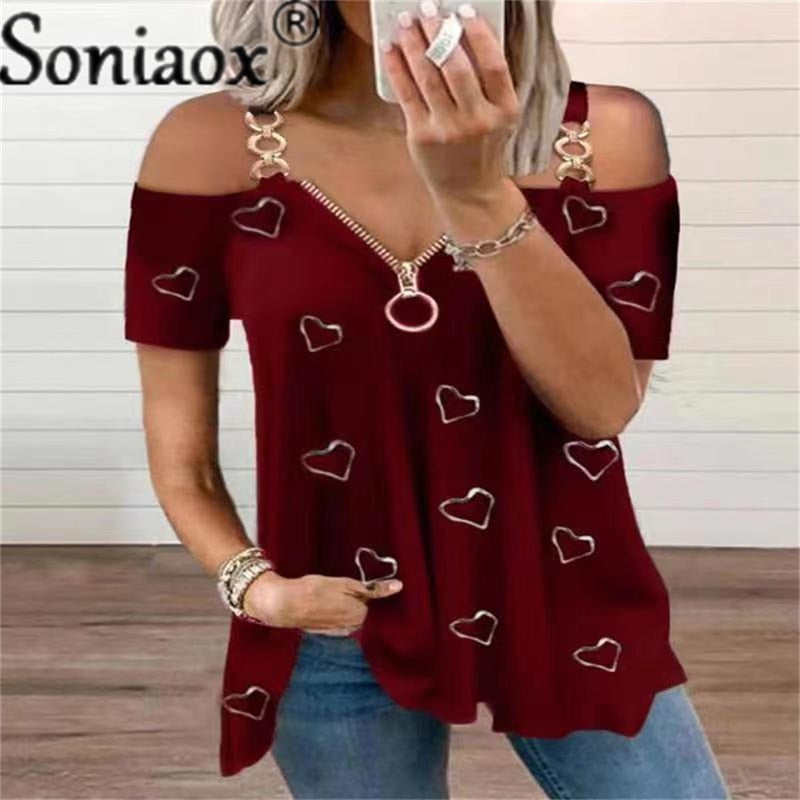 SONIAOX V-neck Loose Shirt