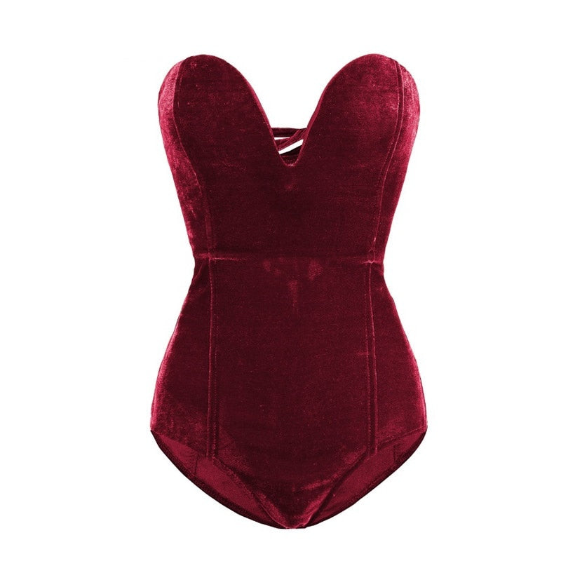 Velvet Lace Up Bodysuit