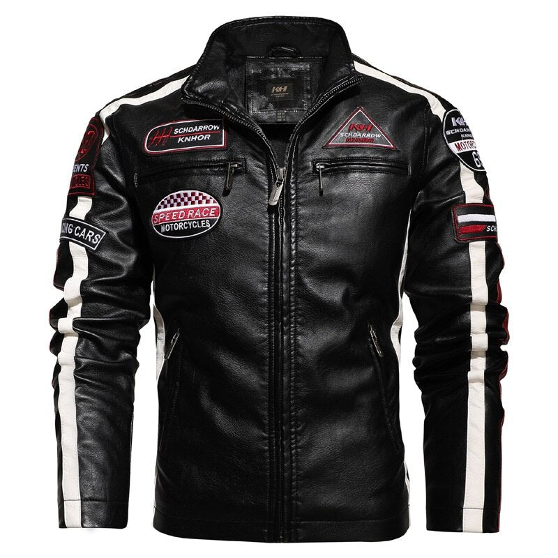 Faux Leather Racing Jacket