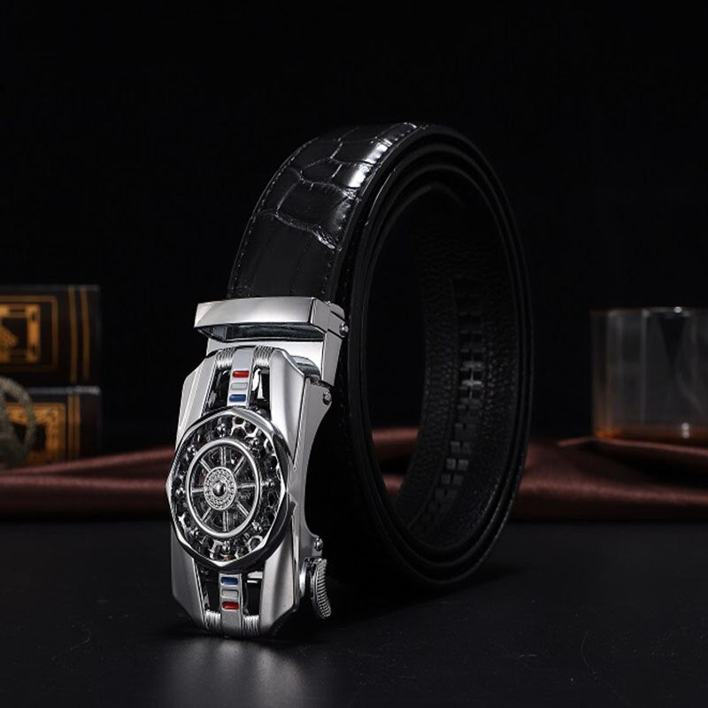 Stone Pattern Genuine Leather Belt